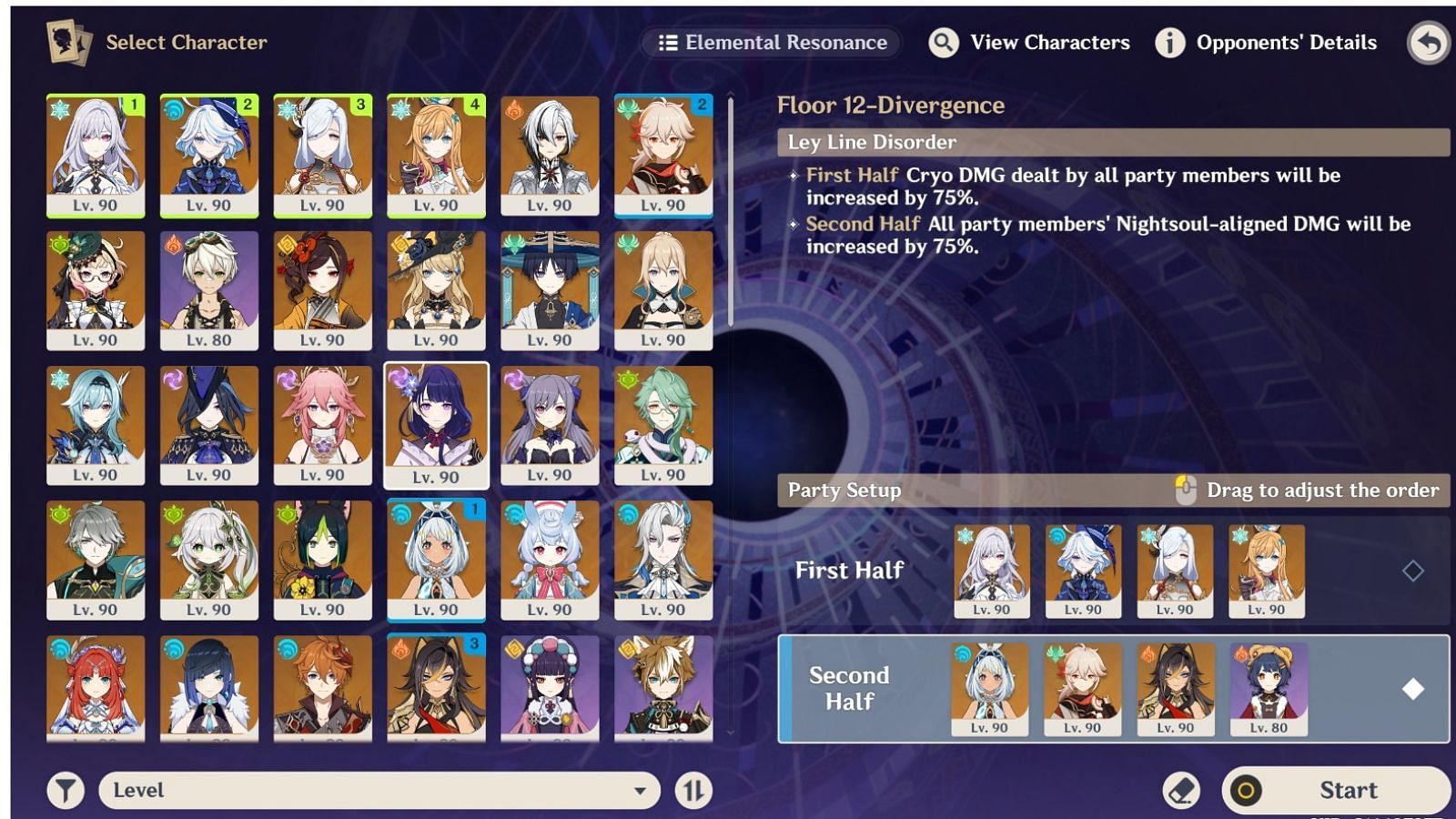 Ley Line Disorder for Floor 12 of the 5.7 Spiral Abyss (Image via HoYoverse)